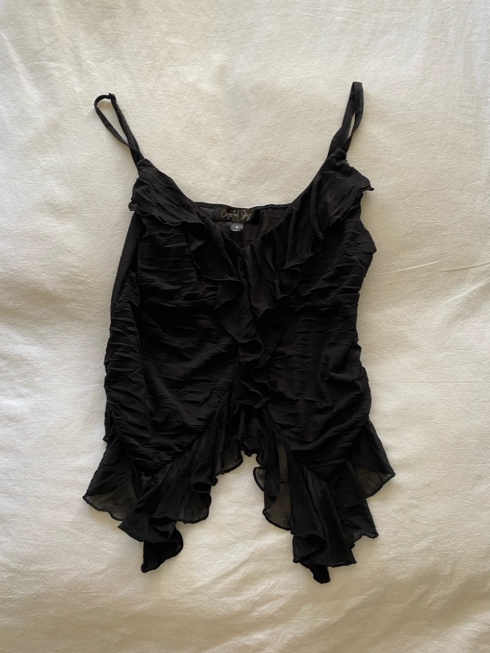 Chiffon Ruffle Black Camisole - Picture 3 of 3